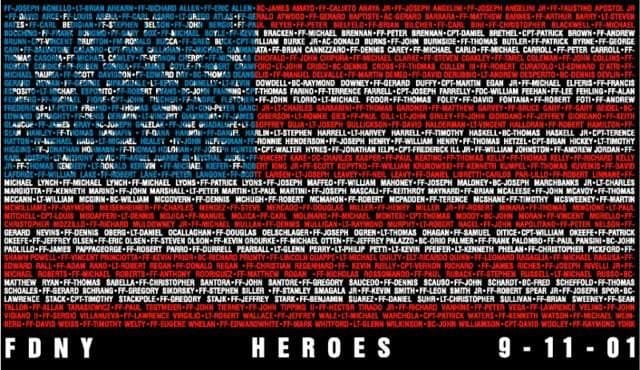 This American Flag has every name of all 343 FIREFIGHTERS that made the ultimate sacrifice on 9-11-2001