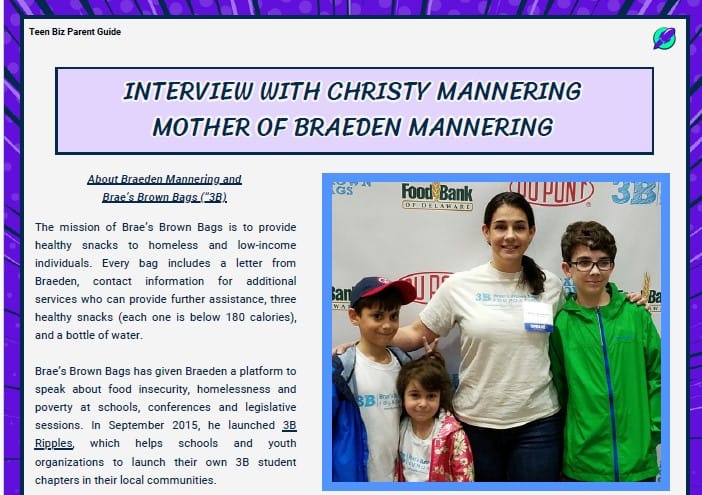 Christy and Braeden Mannering featured in Teen Biz Parent Guide Book