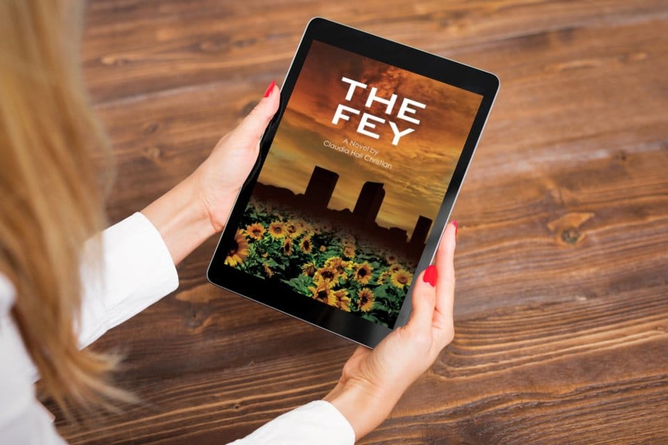 The Fey book cover on tablet