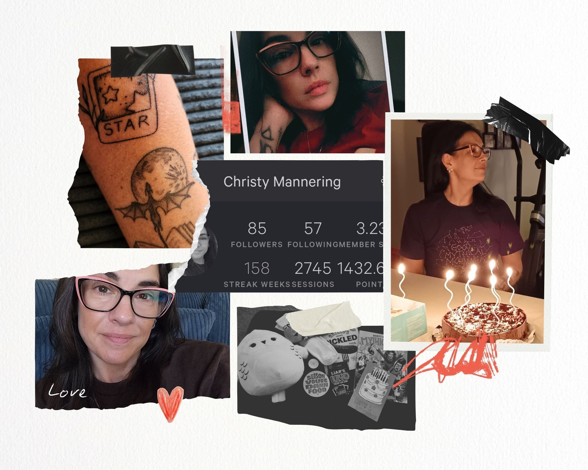 collage grid of birthday photos and selfies