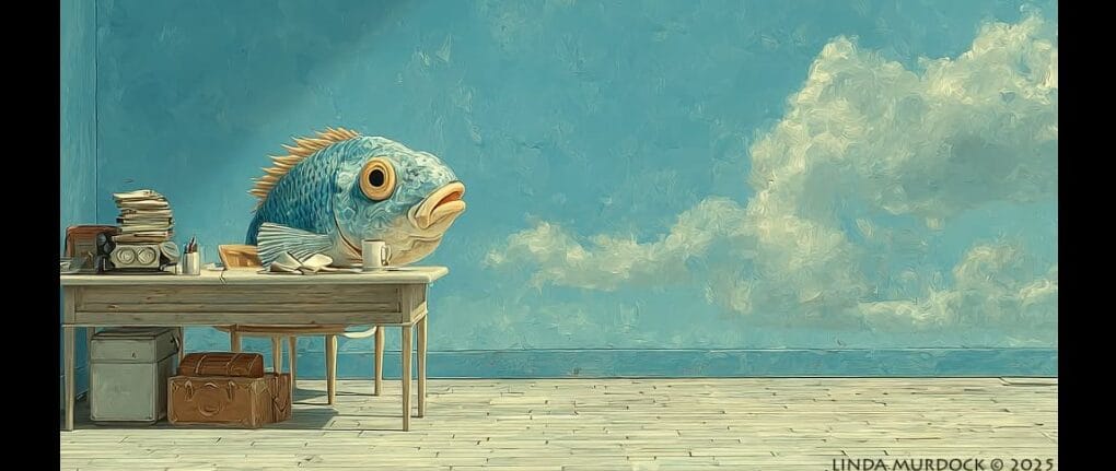 fish out of water painting by linda murdock