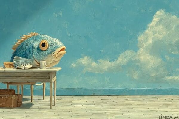 fish out of water painting by linda murdock