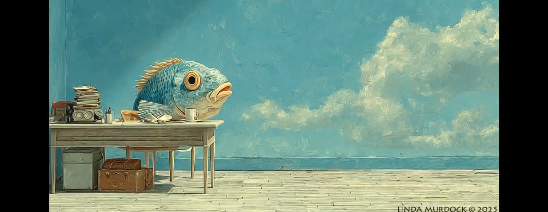 fish out of water painting by linda murdock